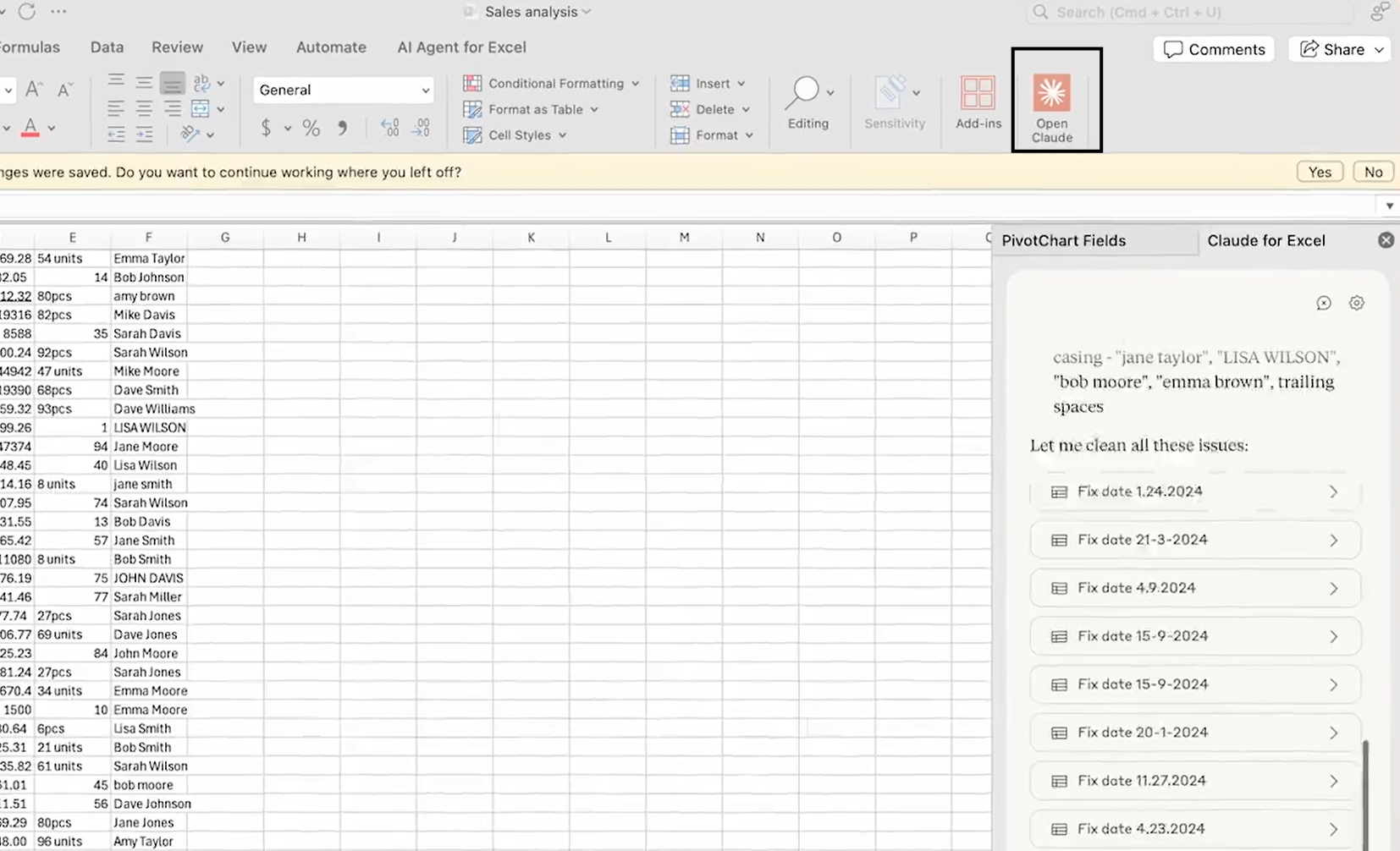 Claude באקסל – ממשק העבודה המשולב
